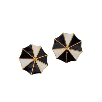Esra Canikligil Women's Blue / White Sun Earrings - Navy