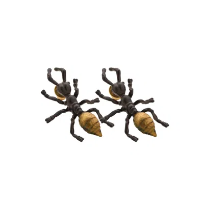 Esra Canikligil Women's Gold / Black Conscious Ant Earrings
