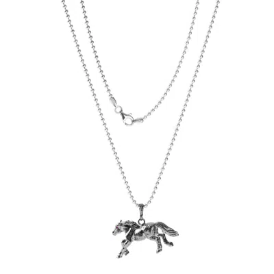 Esra Canikligil Women's Silver Horse Necklace Ruby Eye