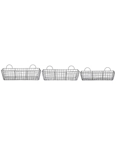 Esschert Design Usa Set Of 3 Rectangular Wire Baskets In Silver