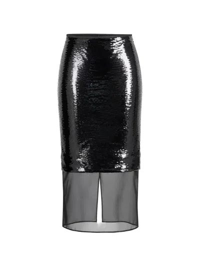 Esse Luminessa Sequin-embellished Midi Skirt In Black