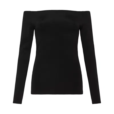 Esse Off Shoulder Knit Top In Black