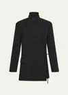Esse Studios Aire Sheer-back Tie Blazer In Black