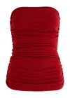 Esse Studios Bonachi Ruched Strapless Jersey Top In Dark Red