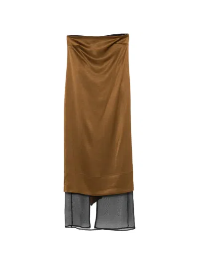 Esse Studios Cartia Column Midi Dress In Brown