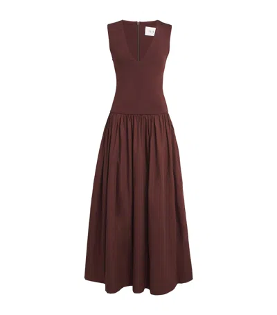 Esse Studios Cotton Knit Midi Dress In Burgundy