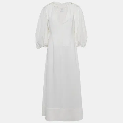 Pre-owned Esse Studios Esse Studio White Crepe Cotton Supine Cut-out Cady Maxi Dress M