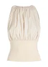 Esse Studios Gathered Cotton Top In Neutral