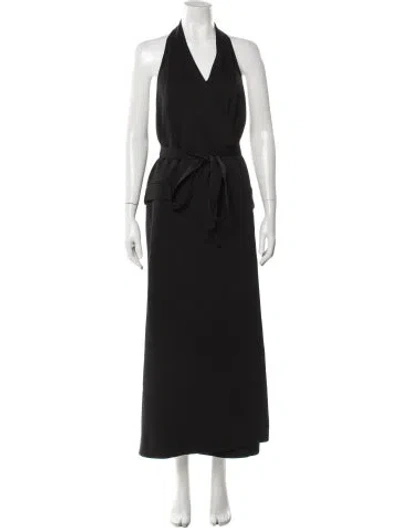Pre-owned Esse Studios Halterneck Long Dress In Gray