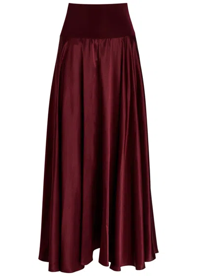 Esse Studios Illi Silk Maxi Skirt In Burgundy
