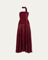 Esse Studios Illi Scarf-effect Silk And Stretch-knit Maxi Dress In Burgundy