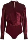 Esse Studios Illi Wrap-effect Silk Bodysuit In Burgundy