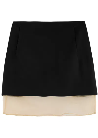 Esse Studios Issia Layered Twill Mini Skirt In Black