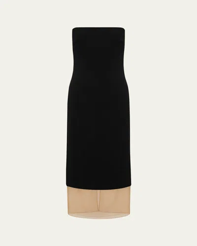 Esse Studios Issia Strapless Midi Dress In Black  Blush