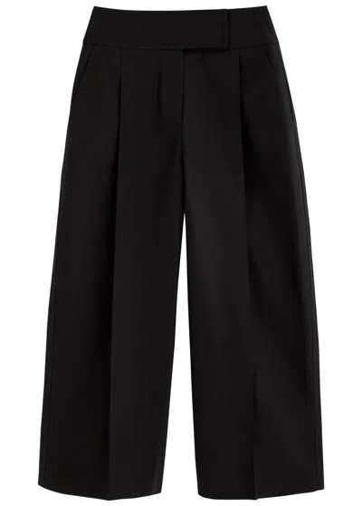 Esse Studios Juna Cropped Wide-leg Cotton Trousers In Black