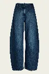 Esse Studios Meki Cocoon Jeans In Washed Indigo In Burgundy