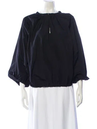 Pre-owned Esse Studios Off-the-shoulder Three-quarter Sleeve Blouse In Blue