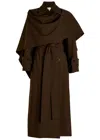 Esse Studios Onus Cape-effect Woven Trench Coat In Brown