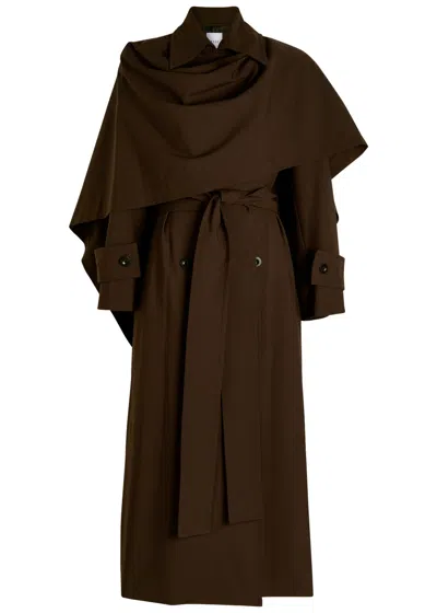 Esse Studios Onus Cape-effect Woven Trench Coat In Brown