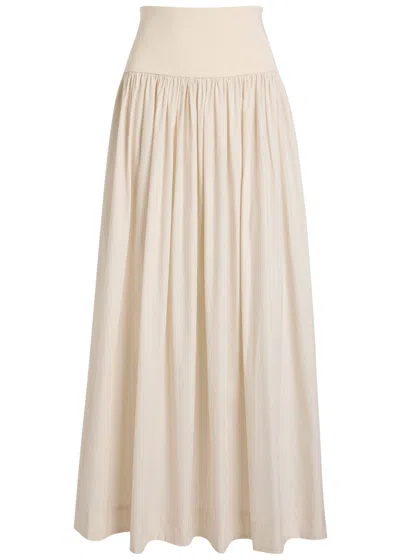 Esse Studios Pleated Cotton-poplin Maxi Skirt In White