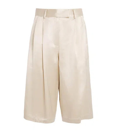 Esse Studios Satin Finesa Tailored Shorts In White