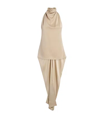 Esse Studios Satin Halterneck Cartia Top In Neutral