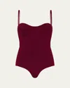 Esse Studios Sculpted Sleeveless Crepe Bodysuit In Burgundy