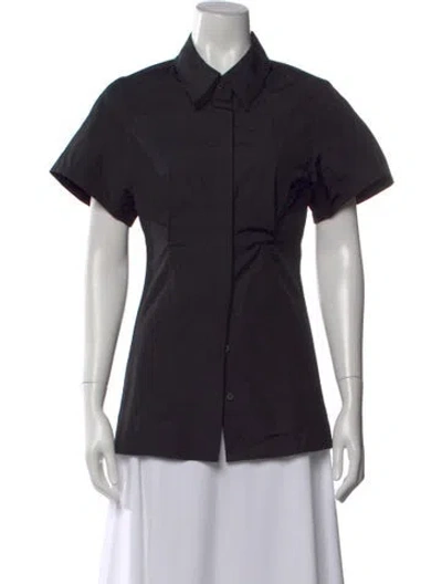 Pre-owned Esse Studios Short Sleeve Button-up Top In Black