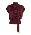 Esse Studios Silk Cowl-neck Top In Burgundy