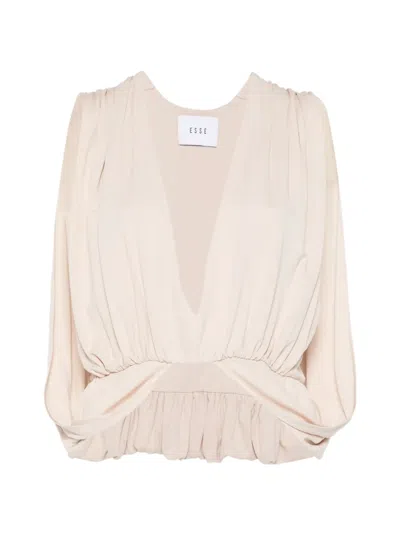 Esse Studios Solina V-neck Cape Top In Neutral
