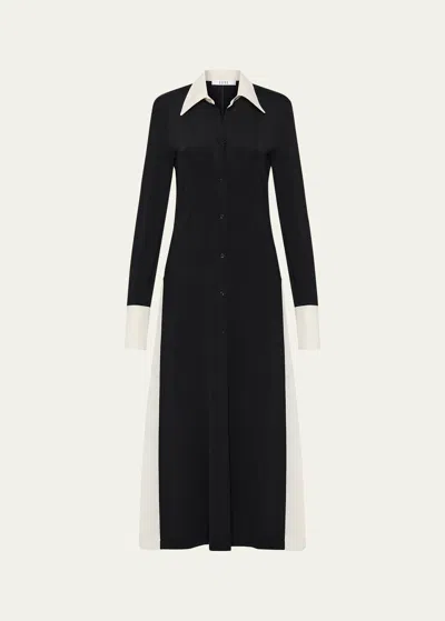 Esse Studios Solpha Contrast Knit Shirtdress In Black