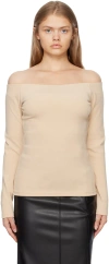 Esse Studios Ssense Exclusive Beige Off-the-shoulder Long Sleeve T-shirt In Putty