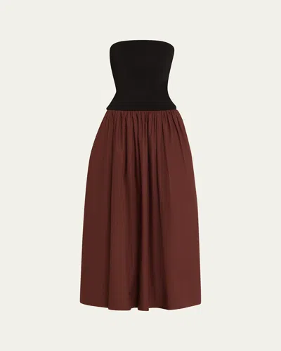Esse Studios Strapless Knit Cotton Dress In Brown