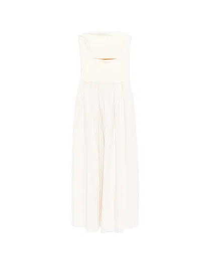 Esse Studios Strapless Split Midi Dress In White