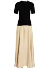 Esse Studios Tee Duo Knit And Sateen Maxi Dress In Black