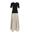 Esse Studios Tee Duo Two-tone Slub Woven And Stretch-knit Maxi Dress In Black