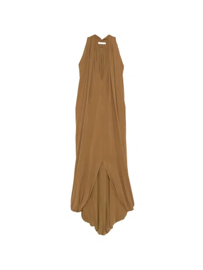 Esse Studios V-neck Split Dress In Brown