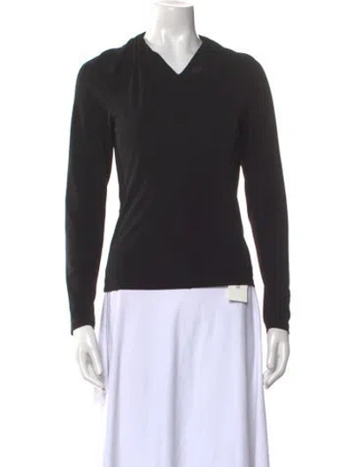 Pre-owned Esse Studios V-neck Long Sleeve Top In Black