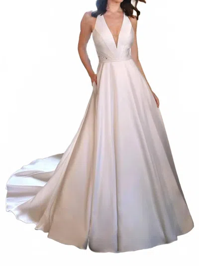 Essence Of Australia Classic V-neckline Ballgown Wedding Dress In Ivory/porcelain In Gray