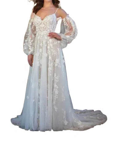 Essence Of Australia Enchanting Floral A-line Wedding Dress In Ivory/ivory/porcelain In Blue