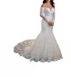 Essence Of Australia Long-sleeve Fit-and-flare Wedding Dress In Ivory/ivory/porcelain In White