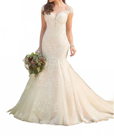 Essence Of Australia Mermaid Wedding Dress In Ivory/silver/porcelain In White