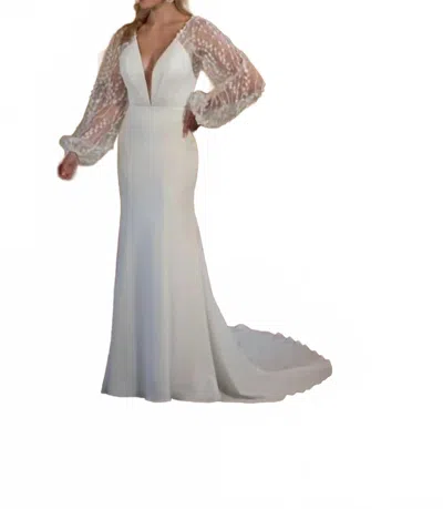 Essence Of Australia Modern Boho Wedding Dress In Ivory/porcelain In White