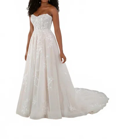 Essence Of Australia Romantic Strapless Lace And Sparkle Tulle A-line Wedding Dress In Ivory/ivory In White