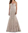 Essence Of Australia Romantic Vintage Lace Wedding Gown In Ivory/moscato/porcelain In Multi