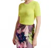 Essential Antwerp Egea Short Sleeve Top In Sunny In Green