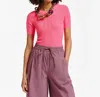 Essential Antwerp Egea Short Sleeve Top In Voltage In Pink