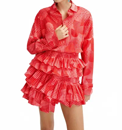 Essential Antwerp Embellished Shirt In Calypso Pink In Red