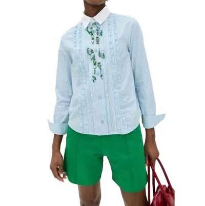 Essential Antwerp Hapricot Frill Shirt In Neptune Green In Multi