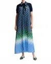 Essential Antwerp Hyacinth Pleated Maxi Slip Dress In Black/blue/green In Multi